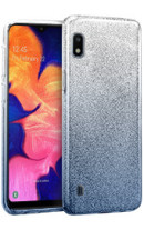 Луксозен силиконов гръб ТПУ с брокат за Samsung Galaxy A10 A105F преливащ сребристо към синьо 
